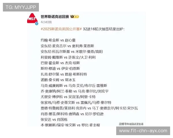 公开赛签表公布，多位强力对手落入同组引关注